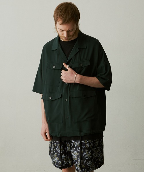 UNSELDs（アンセルズ）の「【UNSELDs アンセルズ】ドロップショルダーS/Sミリタリーシャツ（シャツ/ブラウス・メンズ・ダークグリーン/イエロー/ブラック・M/L）」の10枚目の写真