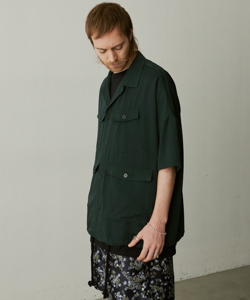 UNSELDs（アンセルズ）の「【UNSELDs アンセルズ】ドロップショルダーS/Sミリタリーシャツ（シャツ/ブラウス・メンズ・ダークグリーン/イエロー/ブラック・M/L）」の11枚目の写真