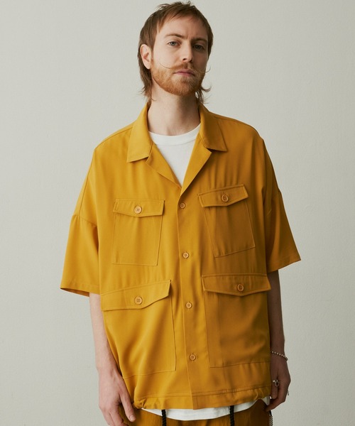UNSELDs（アンセルズ）の「【UNSELDs アンセルズ】ドロップショルダーS/Sミリタリーシャツ（シャツ/ブラウス・メンズ・ダークグリーン/イエロー/ブラック・M/L）」の21枚目の写真