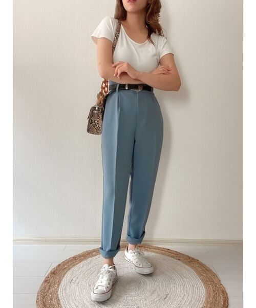 EVRIS（エヴリス）の「BASICシンプルショートTEE（Tシャツ/カットソー・レディース・ホワイト/グリーン/パープル/ブラック・FREE）」の5枚目の写真