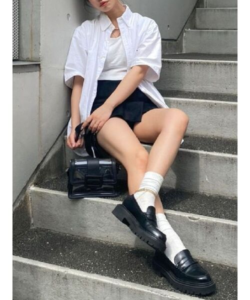 EVRIS（エヴリス）の「BASICシンプルショートTEE（Tシャツ/カットソー・レディース・ホワイト/グリーン/パープル/ブラック・FREE）」の7枚目の写真