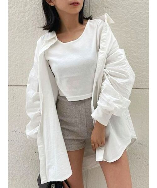 EVRIS（エヴリス）の「BASICシンプルショートTEE（Tシャツ/カットソー・レディース・ホワイト/グリーン/パープル/ブラック・FREE）」の10枚目の写真