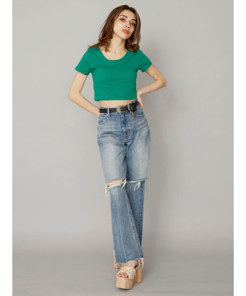 EVRIS（エヴリス）の「BASICシンプルショートTEE（Tシャツ/カットソー・レディース・ホワイト/グリーン/パープル/ブラック・FREE）」の14枚目の写真