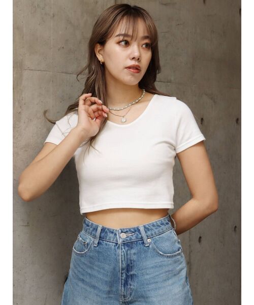 EVRIS（エヴリス）の「BASICシンプルショートTEE（Tシャツ/カットソー・レディース・ホワイト/グリーン/パープル/ブラック・FREE）」の18枚目の写真