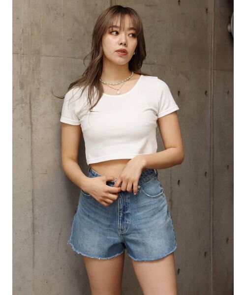 EVRIS（エヴリス）の「BASICシンプルショートTEE（Tシャツ/カットソー・レディース・ホワイト/グリーン/パープル/ブラック・FREE）」の19枚目の写真