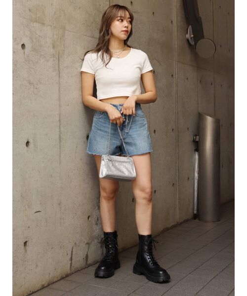 EVRIS（エヴリス）の「BASICシンプルショートTEE（Tシャツ/カットソー・レディース・ホワイト/グリーン/パープル/ブラック・FREE）」の20枚目の写真