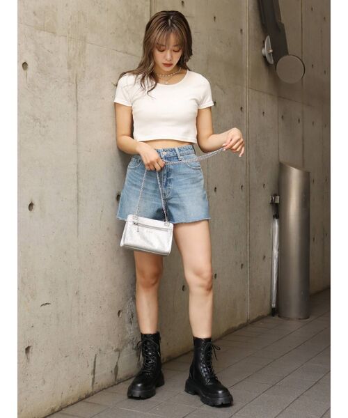 EVRIS（エヴリス）の「BASICシンプルショートTEE（Tシャツ/カットソー・レディース・ホワイト/グリーン/パープル/ブラック・FREE）」の21枚目の写真