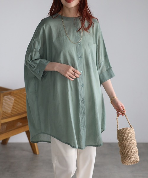 Fizz（フィズ）の「コットンボイルギャザーヨークブラウス（シャツ/ブラウス・レディース・ホワイト/ダークブルー/グレイッシュベージュ/チャコール/パープル/ブルー/ラベンダー/ライトカーキ/ブラック・M）」の20枚目の写真