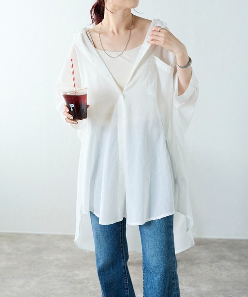 Fizz（フィズ）の「コットンボイルギャザーヨークブラウス（シャツ/ブラウス・レディース・ホワイト/ダークブルー/グレイッシュベージュ/チャコール/パープル/ブルー/ラベンダー/ライトカーキ/ブラック・M）」の12枚目の写真