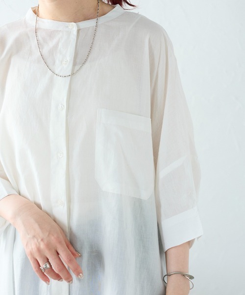 Fizz（フィズ）の「コットンボイルギャザーヨークブラウス（シャツ/ブラウス・レディース・ホワイト/ダークブルー/グレイッシュベージュ/チャコール/パープル/ブルー/ラベンダー/ライトカーキ/ブラック・M）」の14枚目の写真