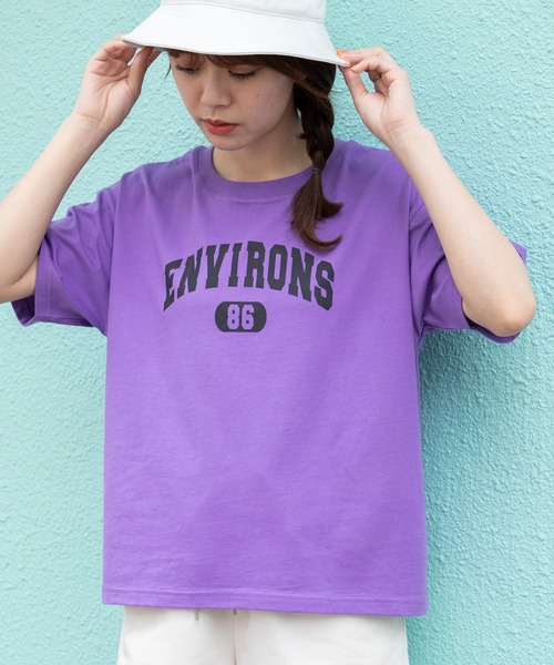 Honeys（ハニーズ）の「カレッジロゴＴシャツ（Tシャツ/カットソー・レディース・パープル/グリーン/ブラウン/ブラック/ホワイト・S/L/M）」の5枚目の写真