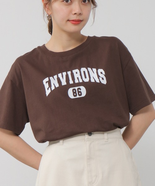 Honeys（ハニーズ）の「カレッジロゴＴシャツ（Tシャツ/カットソー・レディース・パープル/グリーン/ブラウン/ブラック/ホワイト・S/L/M）」の7枚目の写真