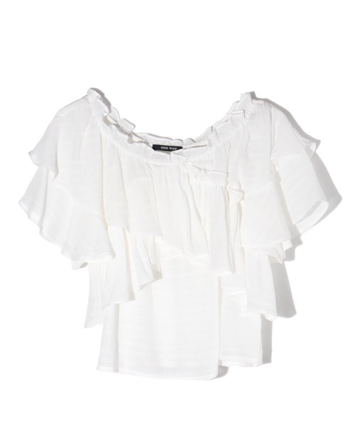 one way（ワンウェイ）の「シャーリングクロスブラウス（シャツ/ブラウス・レディース・ホワイト/ブラック/ライトグリーン/ライトブラウン・FREE）」の11枚目の写真