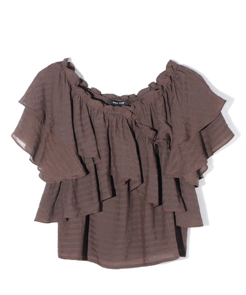 one way（ワンウェイ）の「シャーリングクロスブラウス（シャツ/ブラウス・レディース・ホワイト/ブラック/ライトグリーン/ライトブラウン・FREE）」の12枚目の写真