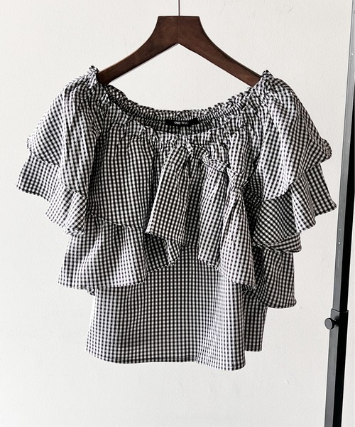 one way（ワンウェイ）の「シャーリングクロスブラウス（シャツ/ブラウス・レディース・ホワイト/ブラック/ライトグリーン/ライトブラウン・FREE）」の5枚目の写真