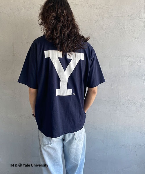 JEANS FACTORY （ジーンズファクトリー）の「[YALE/イェール] 別注 カレッジロゴプリントTシャツ（Tシャツ/カットソー・レディース・ネイビー/ホワイト・XL/L/M）」の7枚目の写真