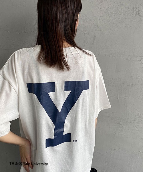 JEANS FACTORY （ジーンズファクトリー）の「[YALE/イェール] 別注 カレッジロゴプリントTシャツ（Tシャツ/カットソー・レディース・ネイビー/ホワイト・XL/L/M）」の5枚目の写真