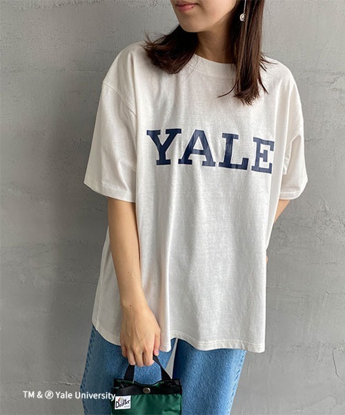 JEANS FACTORY （ジーンズファクトリー）の「[YALE/イェール] 別注 カレッジロゴプリントTシャツ（Tシャツ/カットソー・レディース・ネイビー/ホワイト・XL/L/M）」の4枚目の写真