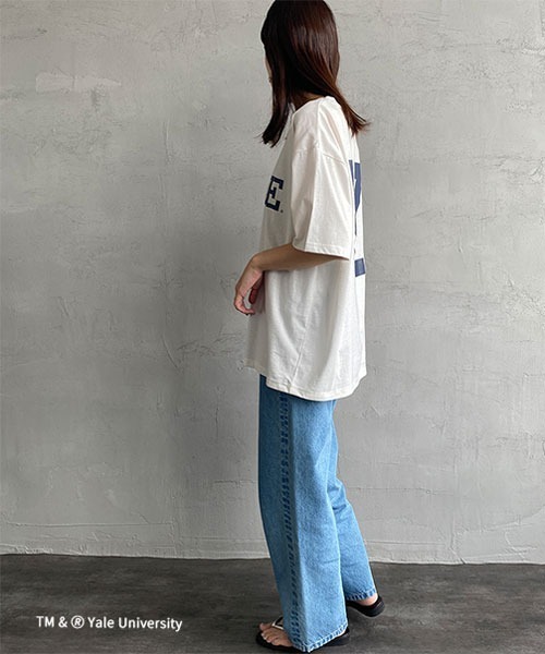 JEANS FACTORY （ジーンズファクトリー）の「[YALE/イェール] 別注 カレッジロゴプリントTシャツ（Tシャツ/カットソー・レディース・ネイビー/ホワイト・XL/L/M）」の13枚目の写真