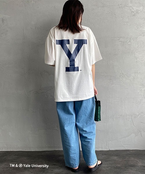 JEANS FACTORY （ジーンズファクトリー）の「[YALE/イェール] 別注 カレッジロゴプリントTシャツ（Tシャツ/カットソー・レディース・ネイビー/ホワイト・XL/L/M）」の18枚目の写真