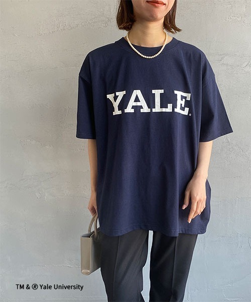 JEANS FACTORY （ジーンズファクトリー）の「[YALE/イェール] 別注 カレッジロゴプリントTシャツ（Tシャツ/カットソー・レディース・ネイビー/ホワイト・XL/L/M）」の19枚目の写真