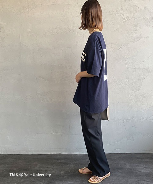 JEANS FACTORY （ジーンズファクトリー）の「[YALE/イェール] 別注 カレッジロゴプリントTシャツ（Tシャツ/カットソー・レディース・ネイビー/ホワイト・XL/L/M）」の10枚目の写真