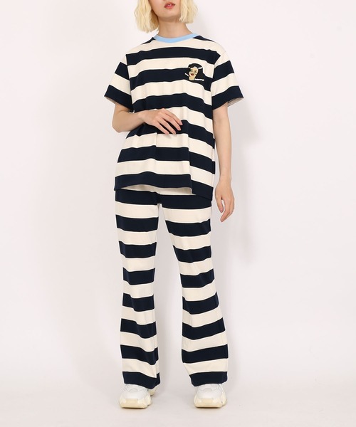 PUNYUS（プニュズ）の「ボーダーフレアパンツ（スウェットパンツ・レディース・オフホワイト/グリーン/オレンジ/ブルー/レッド/ブラック/ピンク・4/2/3/1）」の19枚目の写真