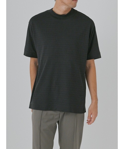 AOURE（アウール）の「和紙マイクロボーダーモックネックTシャツ（T
