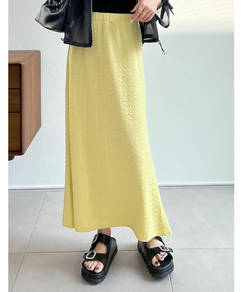 [低身長サイズ有]クラッシュカットジャガードマーメイドスカート