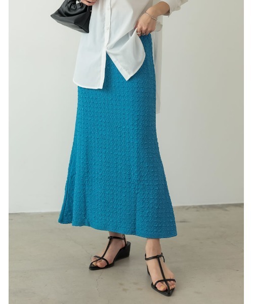 [低身長サイズ有]クラッシュカットジャガードマーメイドスカート