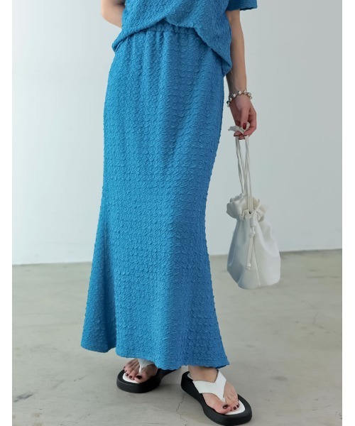 [低身長サイズ有]クラッシュカットジャガードマーメイドスカート