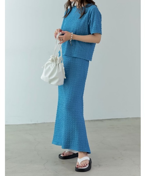 [低身長サイズ有]クラッシュカットジャガードマーメイドスカート