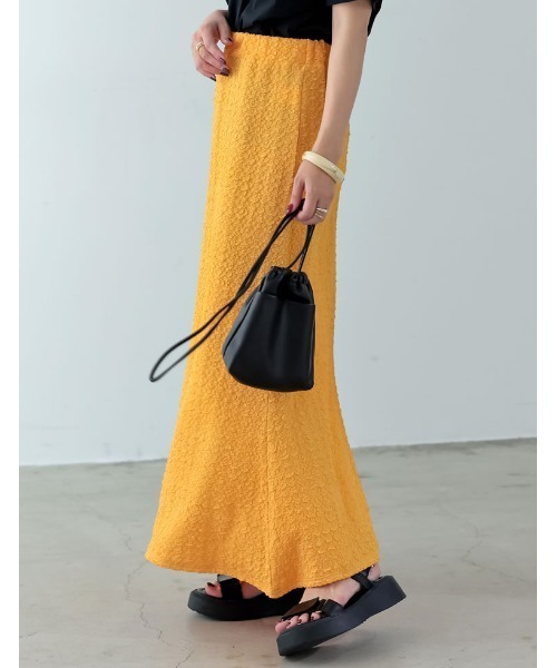 [低身長サイズ有]クラッシュカットジャガードマーメイドスカート