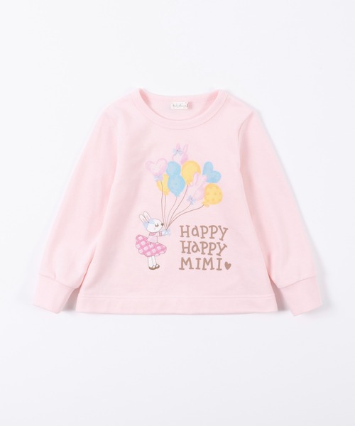 KP（ケーピー）の「日本製/mimiちゃんバルーンプリントと刺しゅうのミニ裏毛トレーナー(100～130cm)（スウェット・キッズ・ピンク/ミント/杢グレー・120cm/130cm/110cm/100cm）」の9枚目の写真