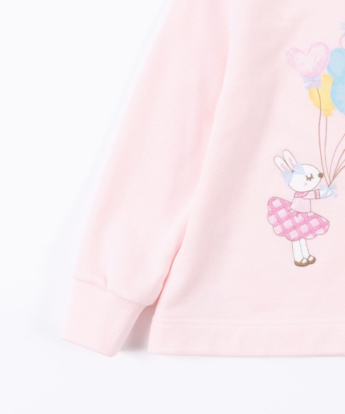 KP（ケーピー）の「日本製/mimiちゃんバルーンプリントと刺しゅうのミニ裏毛トレーナー(100～130cm)（スウェット・キッズ・ピンク/ミント/杢グレー・120cm/130cm/110cm/100cm）」の11枚目の写真