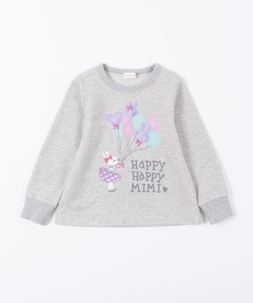 KP（ケーピー）の「日本製/mimiちゃんバルーンプリントと刺しゅうのミニ裏毛トレーナー(100～130cm)（スウェット・キッズ・ピンク/ミント/杢グレー・120cm/130cm/110cm/100cm）」の14枚目の写真