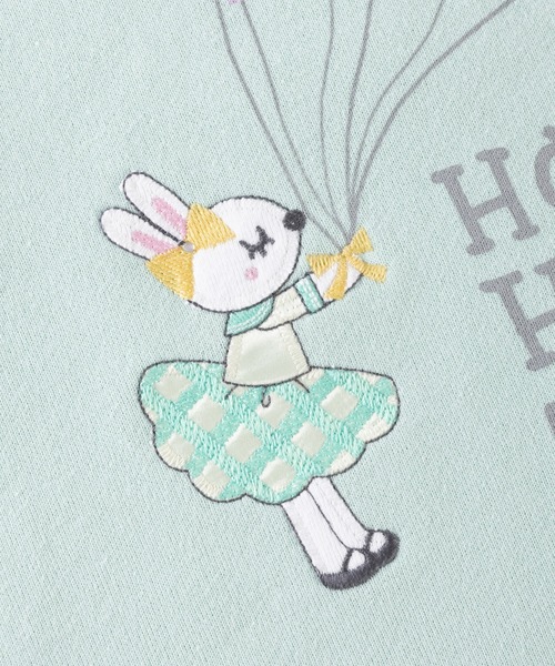 KP（ケーピー）の「日本製/mimiちゃんバルーンプリントと刺しゅうのミニ裏毛トレーナー(100～130cm)（スウェット・キッズ・ピンク/ミント/杢グレー・120cm/130cm/110cm/100cm）」の21枚目の写真