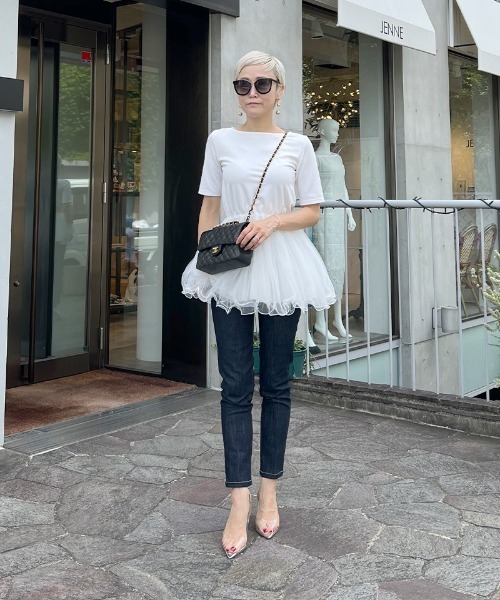 JENNE(ジェンヌ)の「ボリュームチュールカットソー(Tシャツ/カットソー・レディース・ホワイト/ブラック・SMALL/MEDIUM/LARGE/X-LARGE)」の21枚目の写真