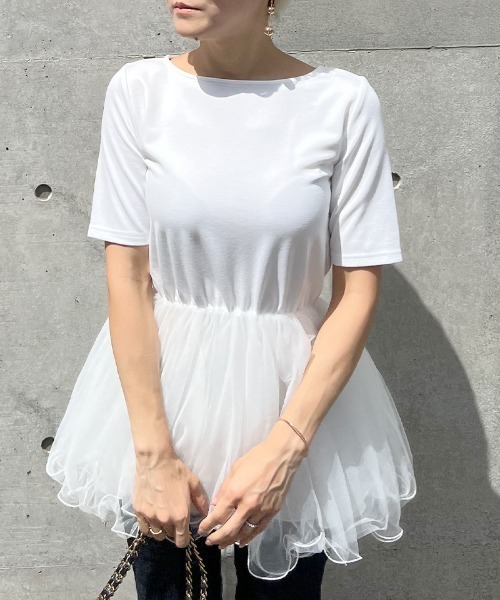 JENNE(ジェンヌ)の「ボリュームチュールカットソー(Tシャツ/カットソー・レディース・ホワイト/ブラック・SMALL/MEDIUM/LARGE/X-LARGE)」の20枚目の写真