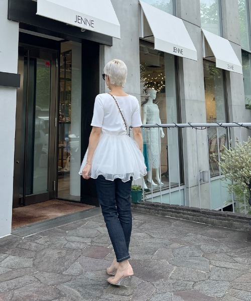 JENNE(ジェンヌ)の「ボリュームチュールカットソー(Tシャツ/カットソー・レディース・ホワイト/ブラック・SMALL/MEDIUM/LARGE/X-LARGE)」の17枚目の写真