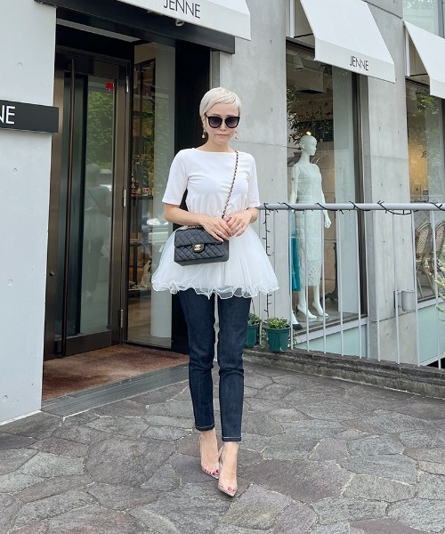 JENNE(ジェンヌ)の「ボリュームチュールカットソー(Tシャツ/カットソー・レディース・ホワイト/ブラック・SMALL/MEDIUM/LARGE/X-LARGE)」の15枚目の写真
