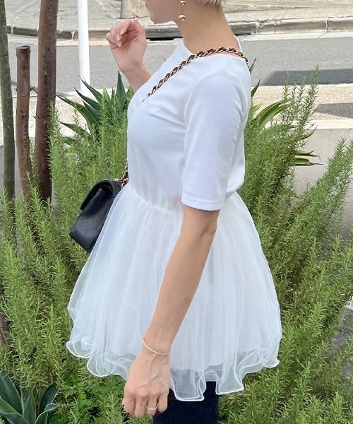 JENNE(ジェンヌ)の「ボリュームチュールカットソー(Tシャツ/カットソー・レディース・ホワイト/ブラック・SMALL/MEDIUM/LARGE/X-LARGE)」の12枚目の写真