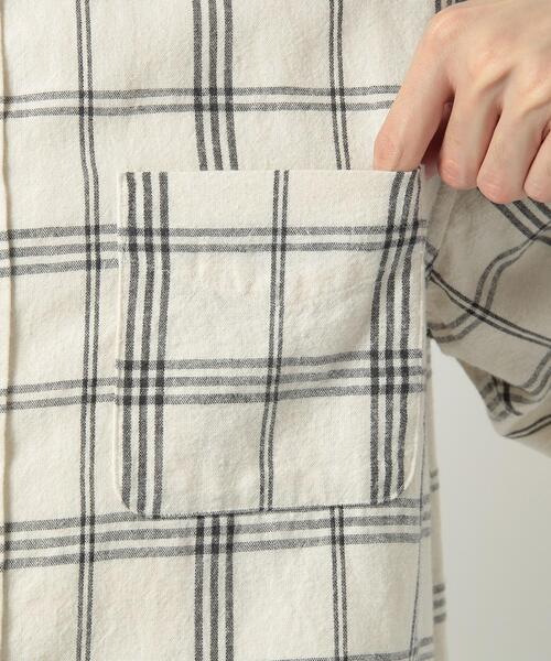 coen（コーエン）の「ウィンターリネンチェックバンドカラーシャツ（シャツ/ブラウス・メンズ・ネイビー/ダークブラウン/オフホワイト・X-LARGE/SMALL/LARGE/MEDIUM）」の20枚目の写真