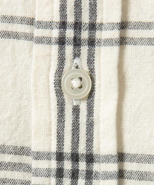coen（コーエン）の「ウィンターリネンチェックバンドカラーシャツ（シャツ/ブラウス・メンズ・ネイビー/ダークブラウン/オフホワイト・X-LARGE/SMALL/LARGE/MEDIUM）」の19枚目の写真