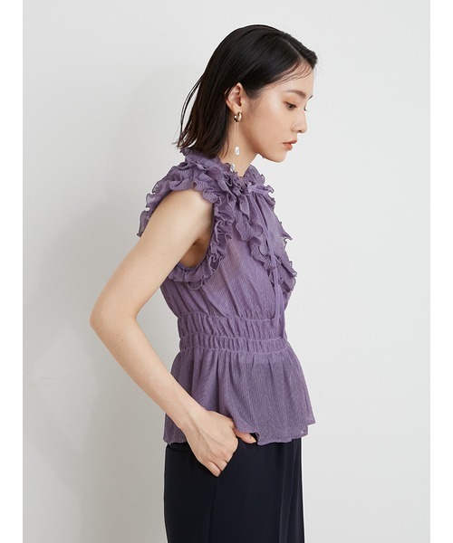 LILY BROWN（リリーブラウン）の「シャーリングプリーツフリルトップス 
