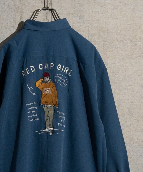 Red Cap Girl（レッドキャプガール）の「【a-r】〔Red Cap Girl/レッドキャップガール〕ナチュラルストレッチ イラスト刺繍 ルーズサイズシャツ　長袖（シャツ/ブラウス・メンズ・グレイッシュベージュ/ホワイト/グリーン/ブラック/ブルー/ブルー系その他/グリーン系その他/ブラック系その他/ベージュ/ホワイト系その他/その他/ダークグレー/ブラック系その他2/ブルー系その他2/ベージュ系その他/ホワイト系その他2/ライトグレー/ホワイト系1/その他1/ブルー系1/ブラック系1・LARGE/MEDIUM/X-LARGE）」の16枚目の写真