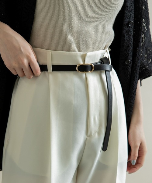 SMELLY（スメリー）の「オーバルリングベルト（ベルト・レディース・キャメル/ブラック・-）」の3枚目の写真