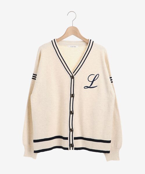 le.coeur blanc（ルクールブラン）の「配色ライン入りVネックカーディガン（カーディガン/ボレロ・レディース・アイボリー/カーキオリーブ・38）」の3枚目の写真