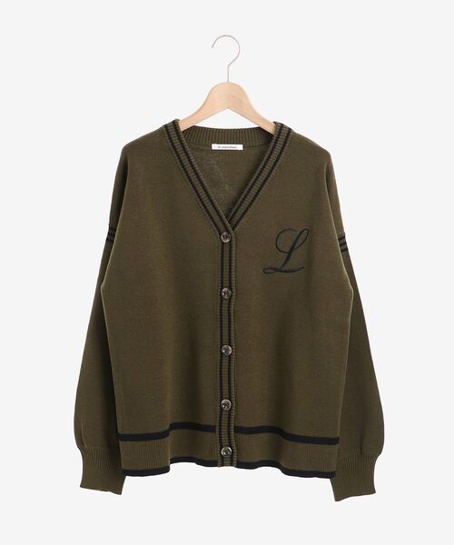 le.coeur blanc（ルクールブラン）の「配色ライン入りVネックカーディガン（カーディガン/ボレロ・レディース・アイボリー/カーキオリーブ・38）」の12枚目の写真