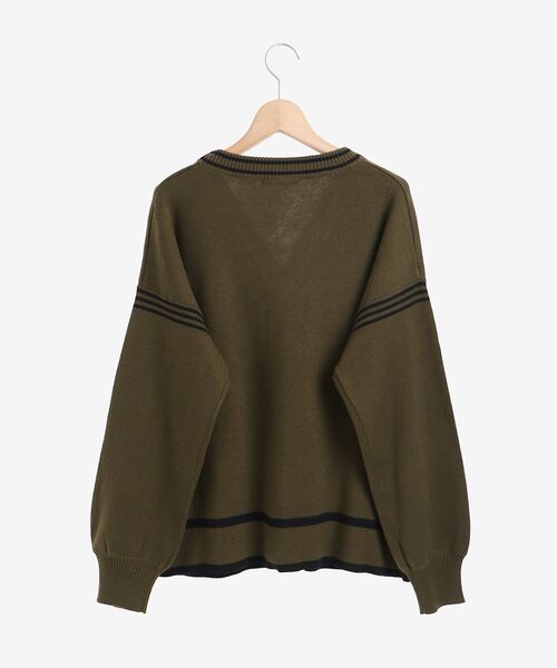 le.coeur blanc（ルクールブラン）の「配色ライン入りVネックカーディガン（カーディガン/ボレロ・レディース・アイボリー/カーキオリーブ・38）」の19枚目の写真